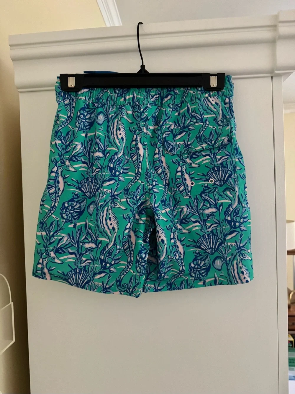Vineyard Vines Seahorse & Shell Print Trunks - Aqua & Navy